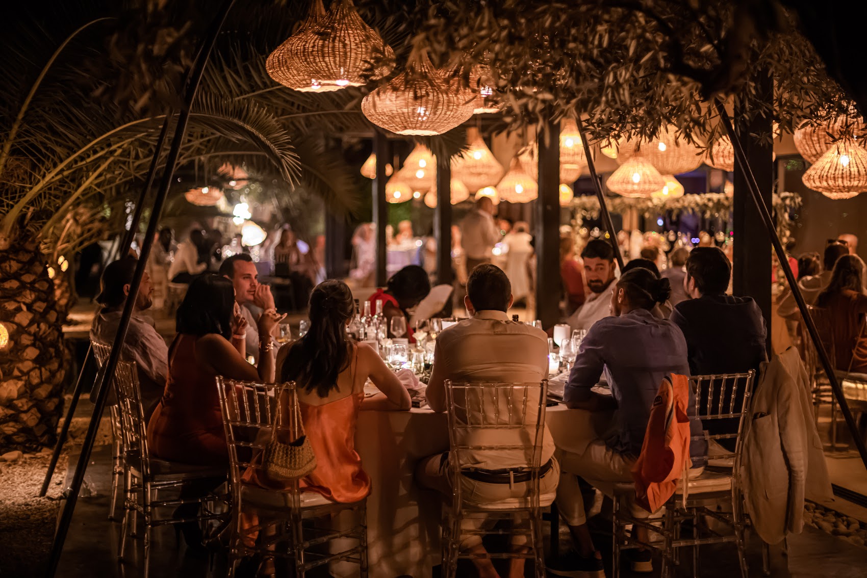 Guests seated for a wedding dinner in Marrakech